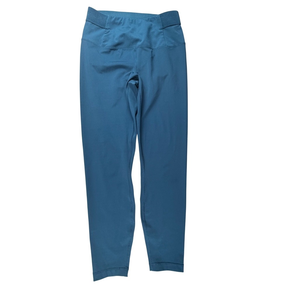Yogalicious Lux Teal Blue High Waisted Ribbed Waistband Leggings Womens Size M‎